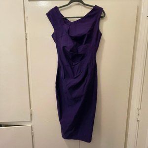 Purple bodycon midi dress, medium